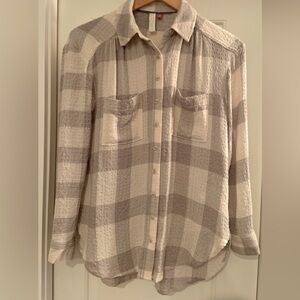 NWOT Pilcro and the Letterpress Plaid Shirt Tan and Cream size XS